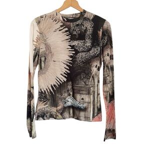 The Kit Womens Graphic Medieval Castle Mythical Snake Long Sleeve Top size L